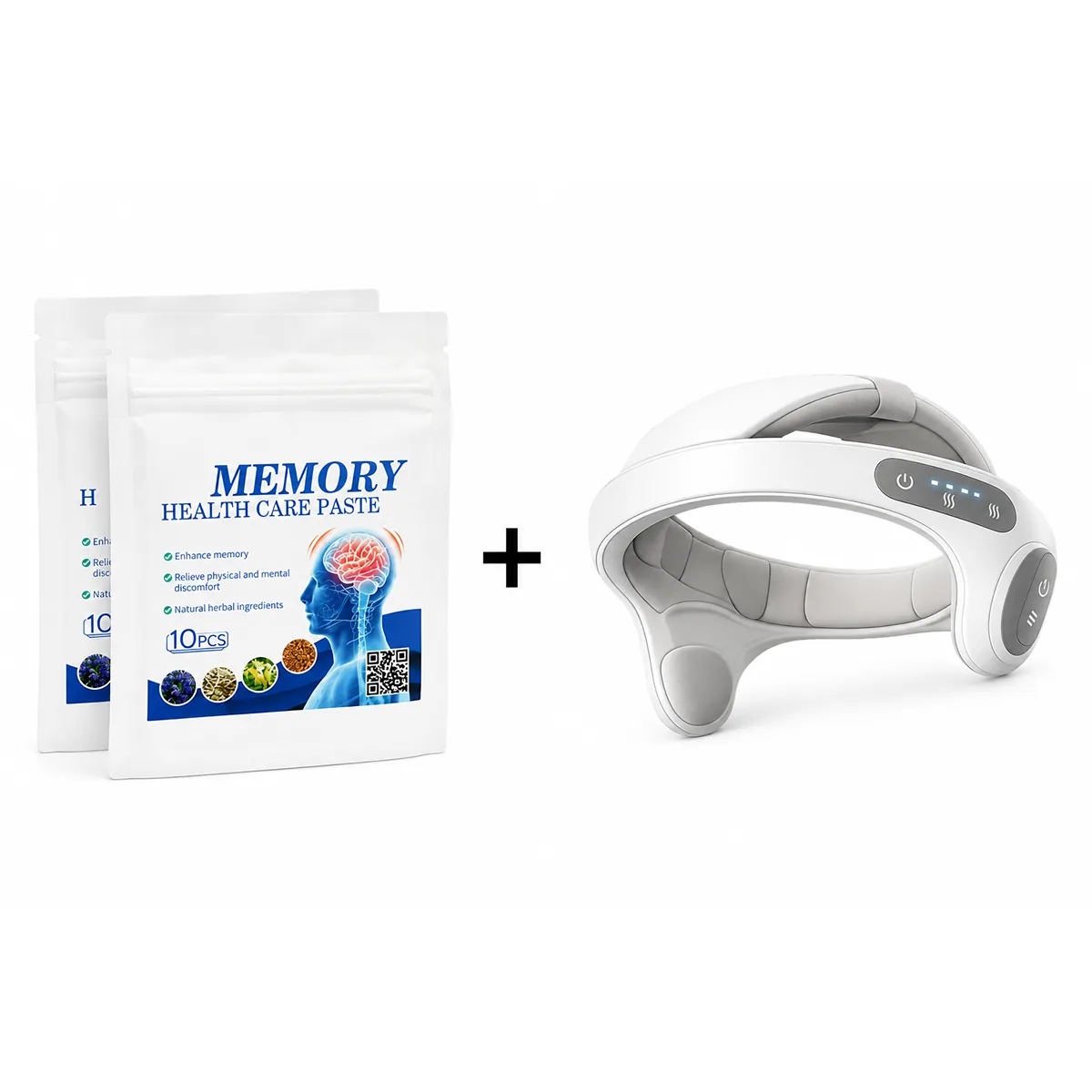 The Emberton Kit — Memory Health Care patches plus a white scalp massager instrument